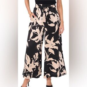 vince camuto beige printed 9120313 pull up high Waist Wide Leg pants size 18W